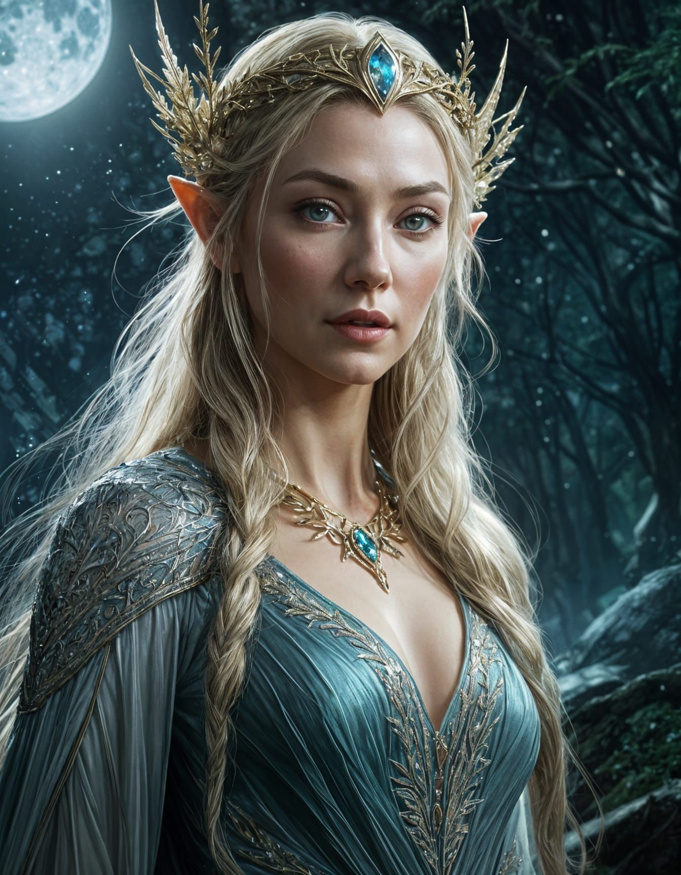 Elegant Elven Queen Galadriel Digital Painting