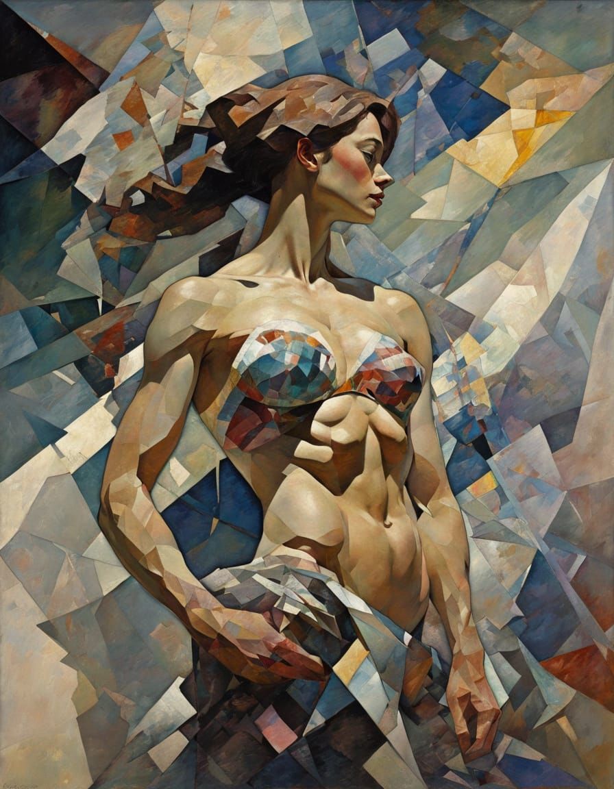 Abstract Figure in Vibrant Chiaroscuro