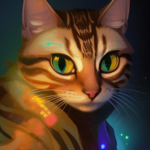 Pixel Art Tabby Cat with Dynamic Lighting