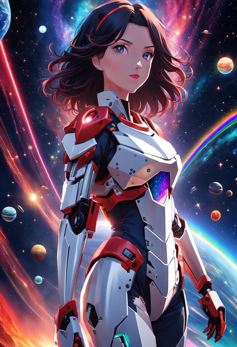 Nintendo Switch Mech Girl in Space Anime Style