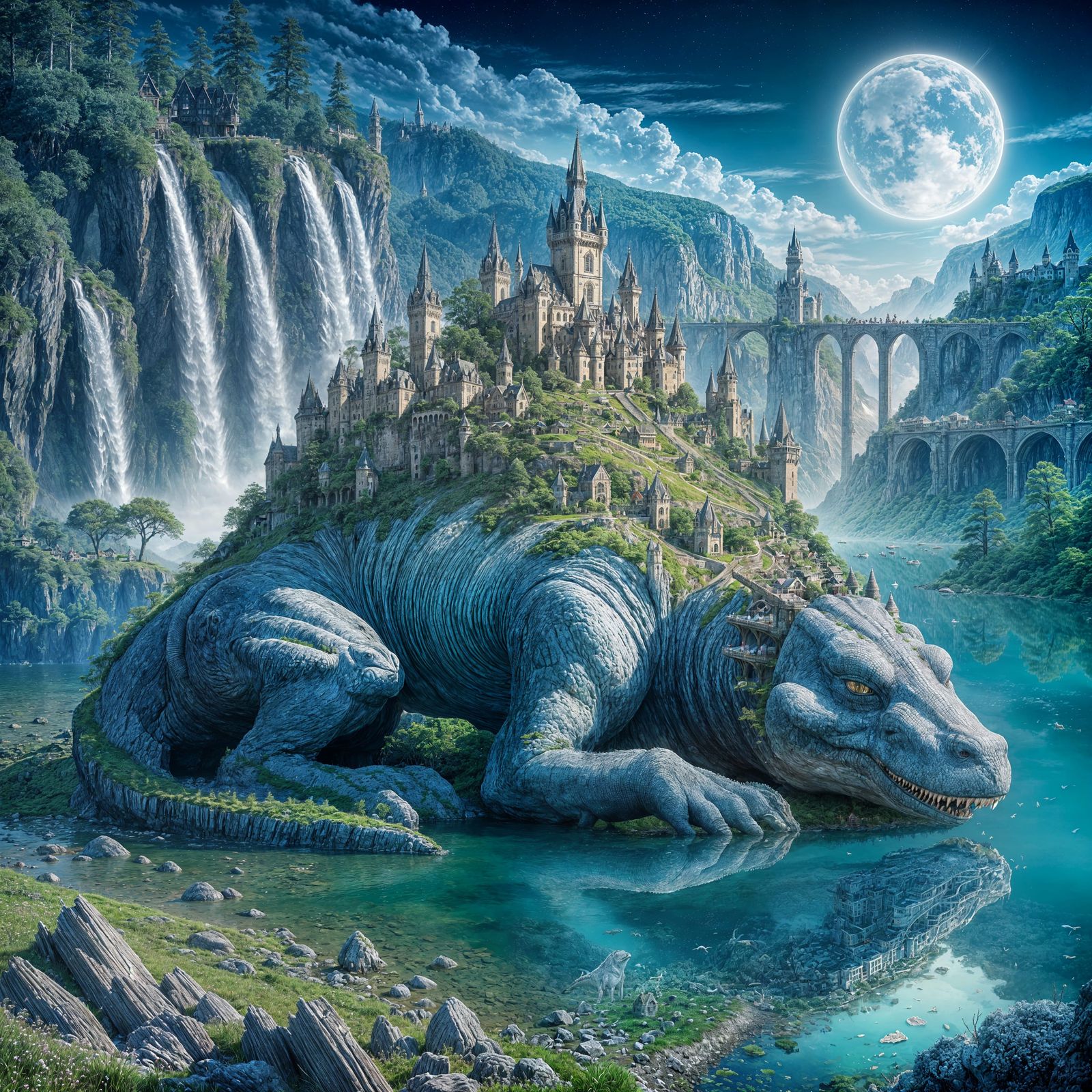 Majestic Ancient Dinosaur-Like Creature Slumbers by Whimsica...
