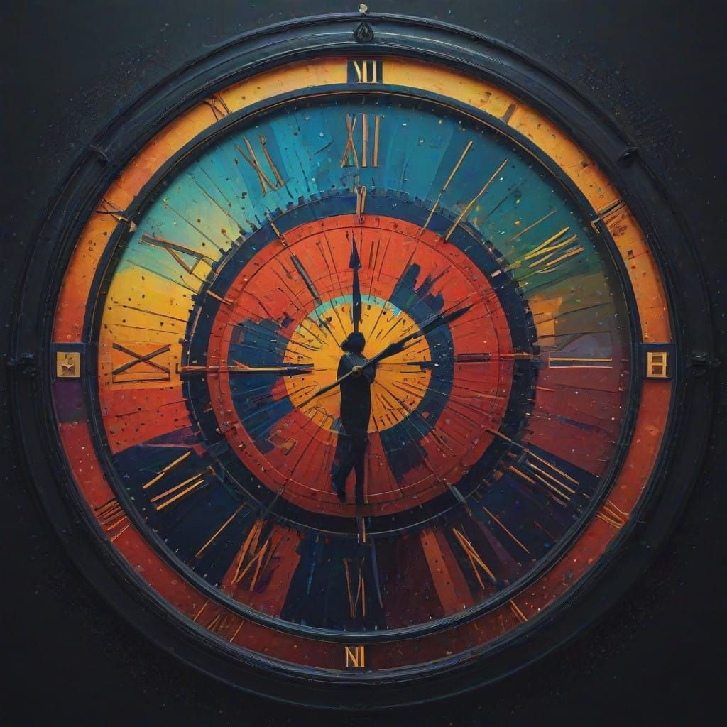 Energetic Dance on a Vibrant Clock Dial