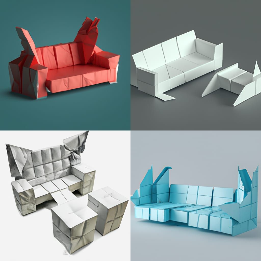 Sci-Fi Origami Sofa in 8K Resolution