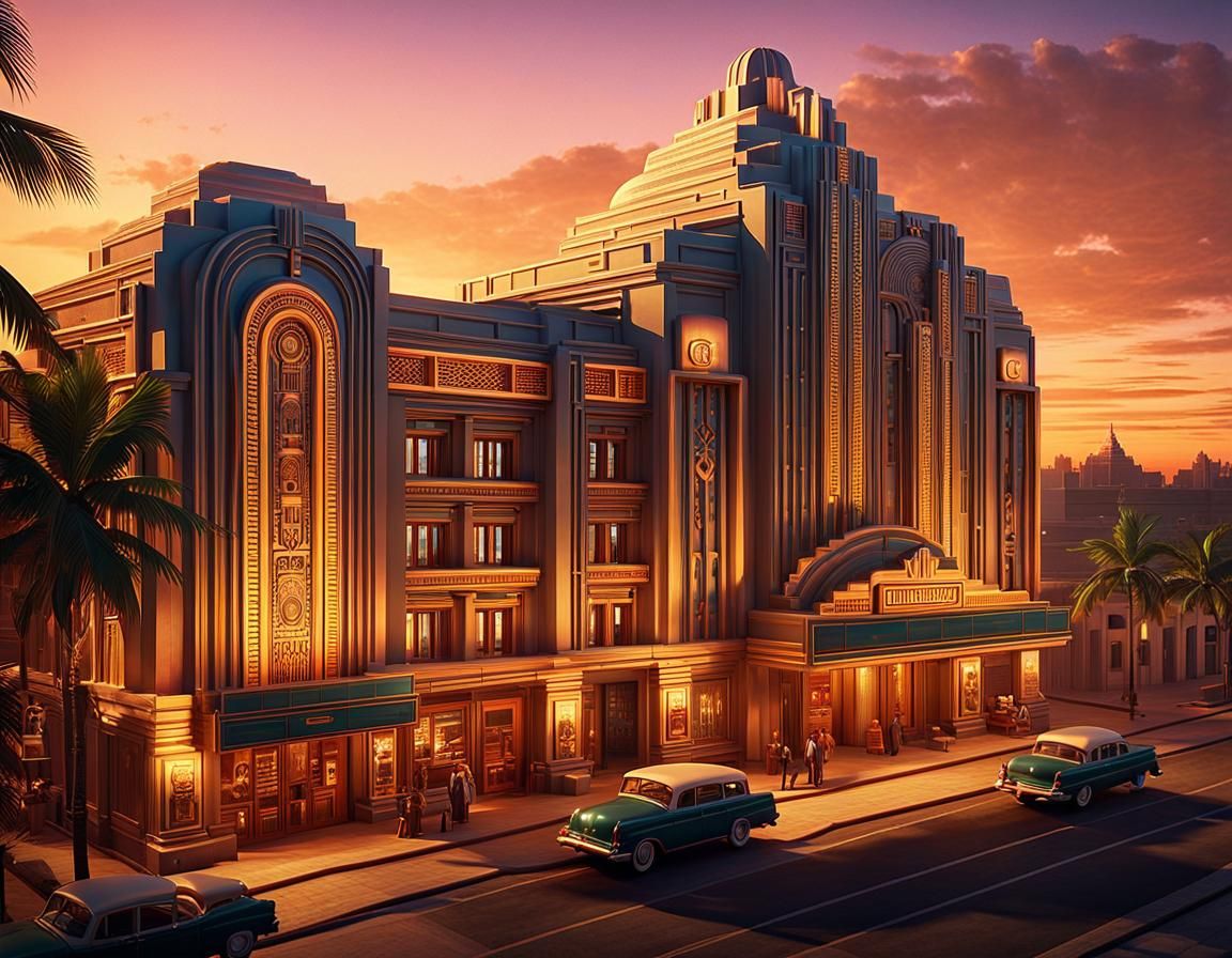 Futuristic Mayan City in Art Deco Style