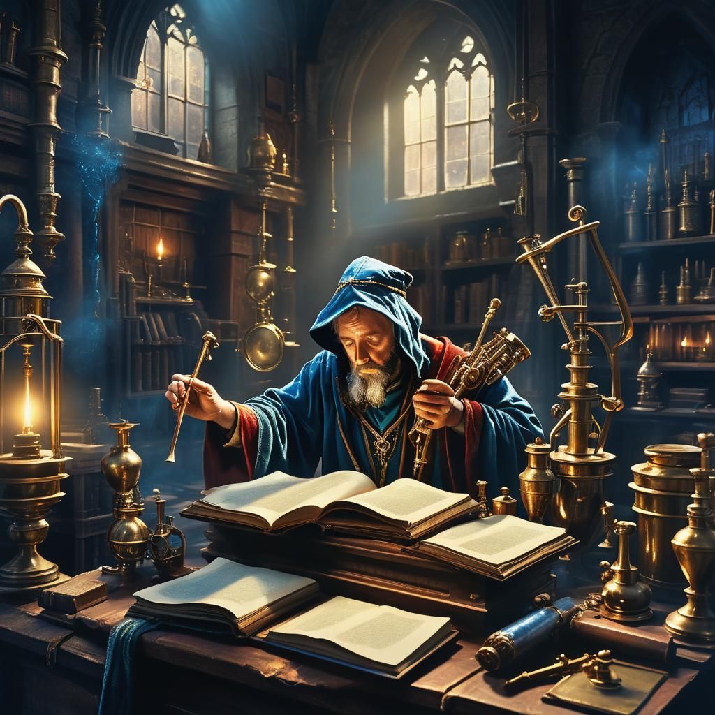 Alchemist Apprentice Studies in Mystical Laboratory