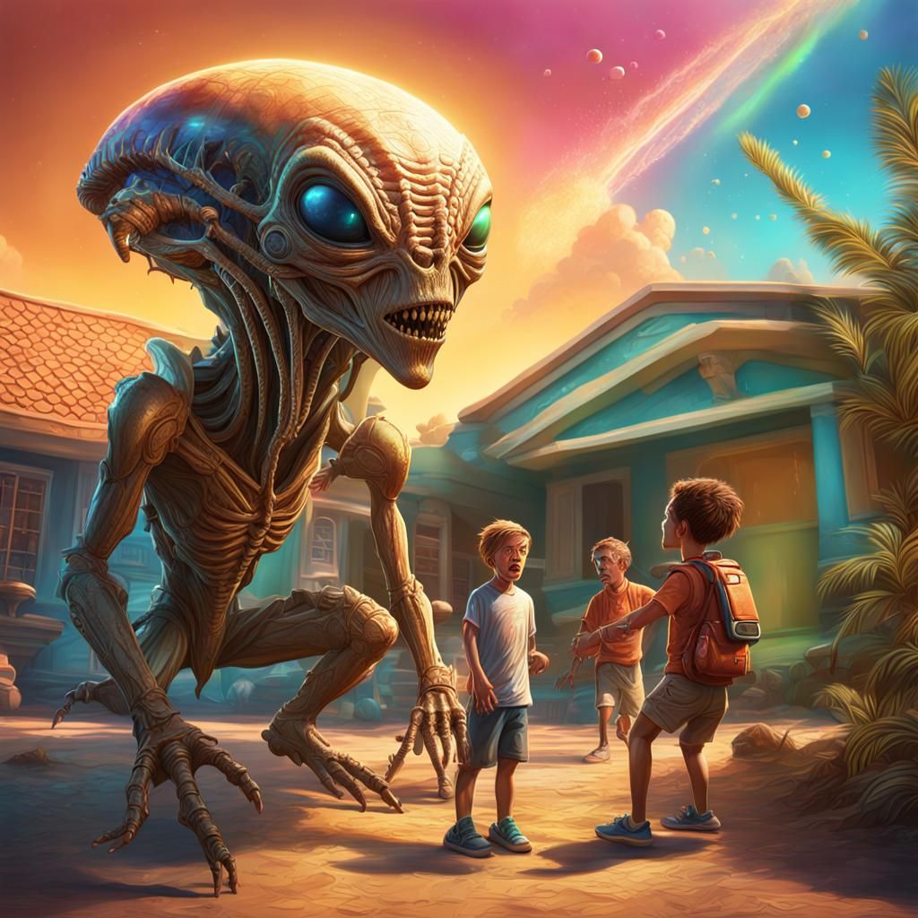 Hyperrealistic 3D Aliens on Family Vacation