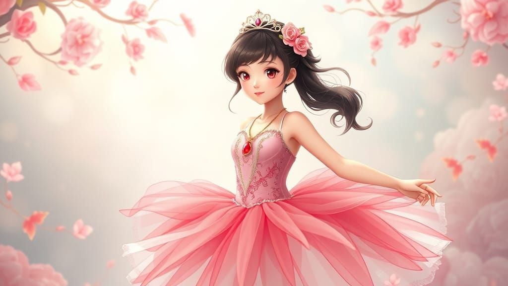 Princess Tutu with Red Pendant in Anime Style