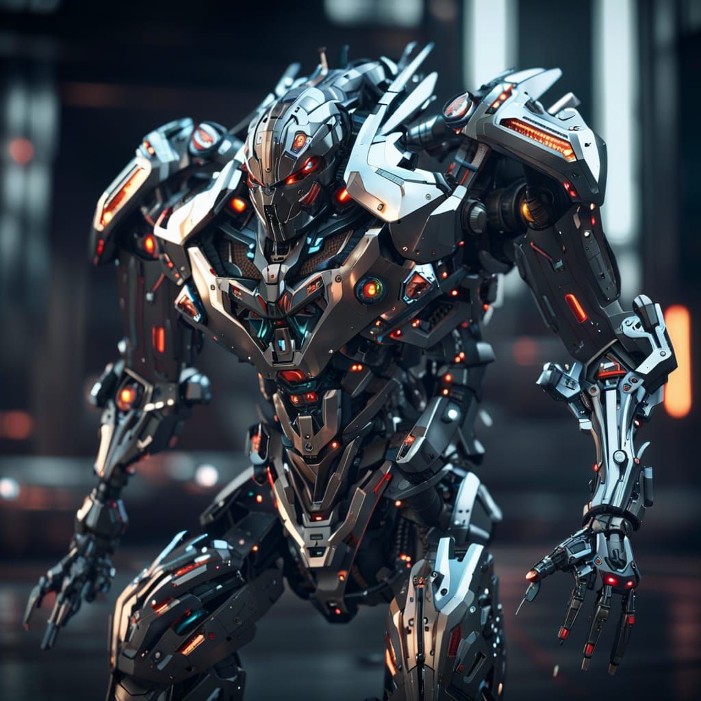 Cyborg Assassin with Intricate Mech Details