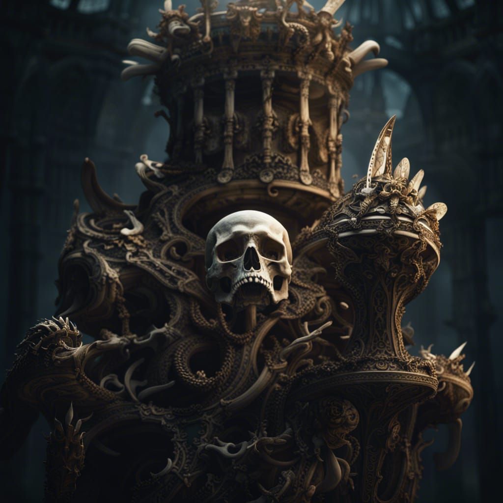 Intricate Bone Trophy: Digital Matte Painting