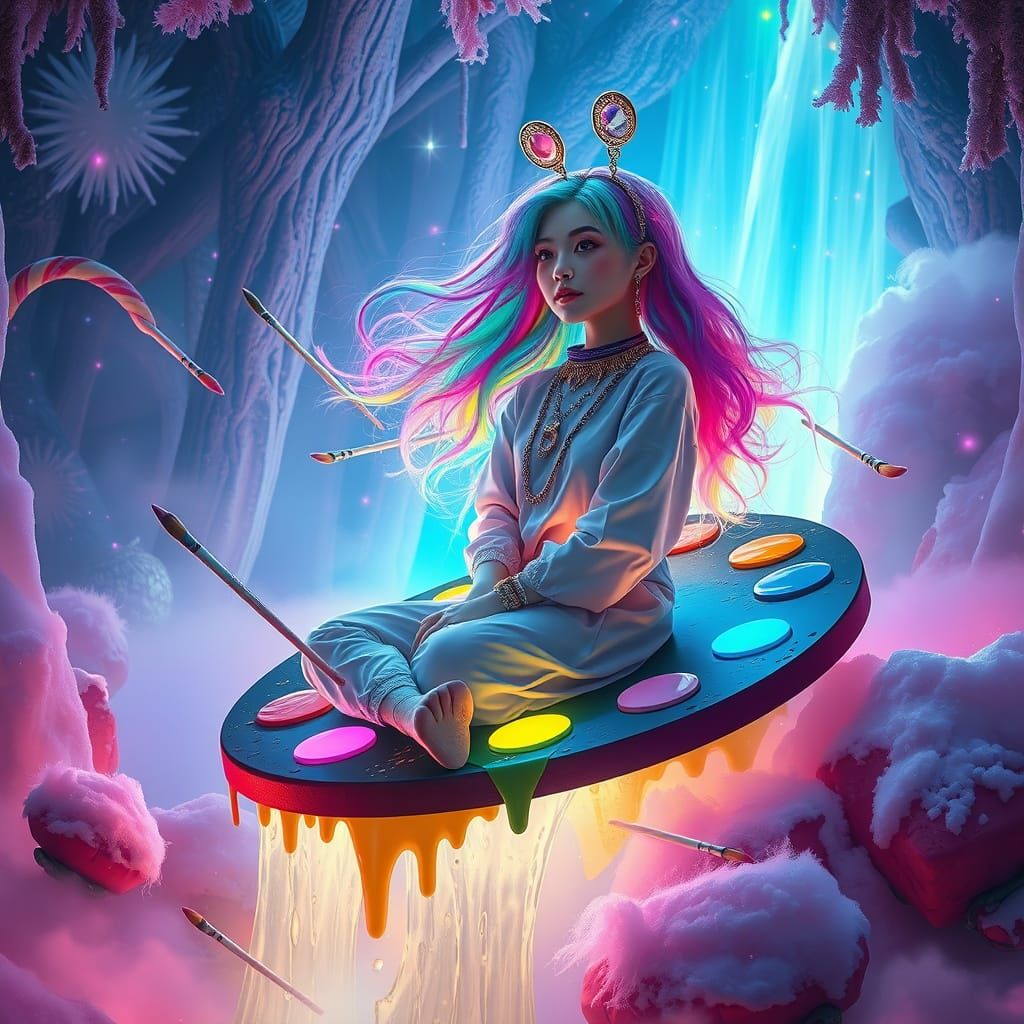 Celestial Artist in Candy Cane Forest