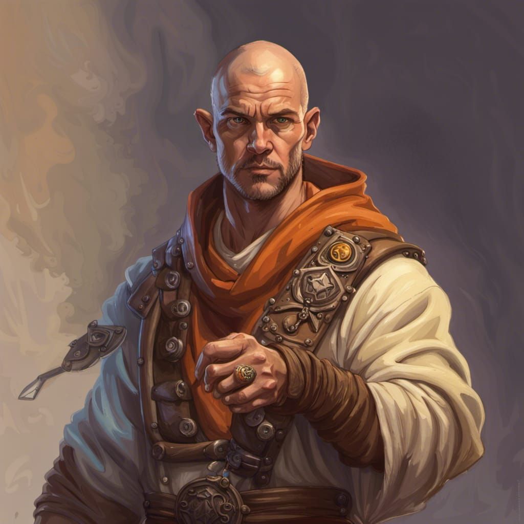 Hyperrealistic D&D Monk with Knuckle Dusters