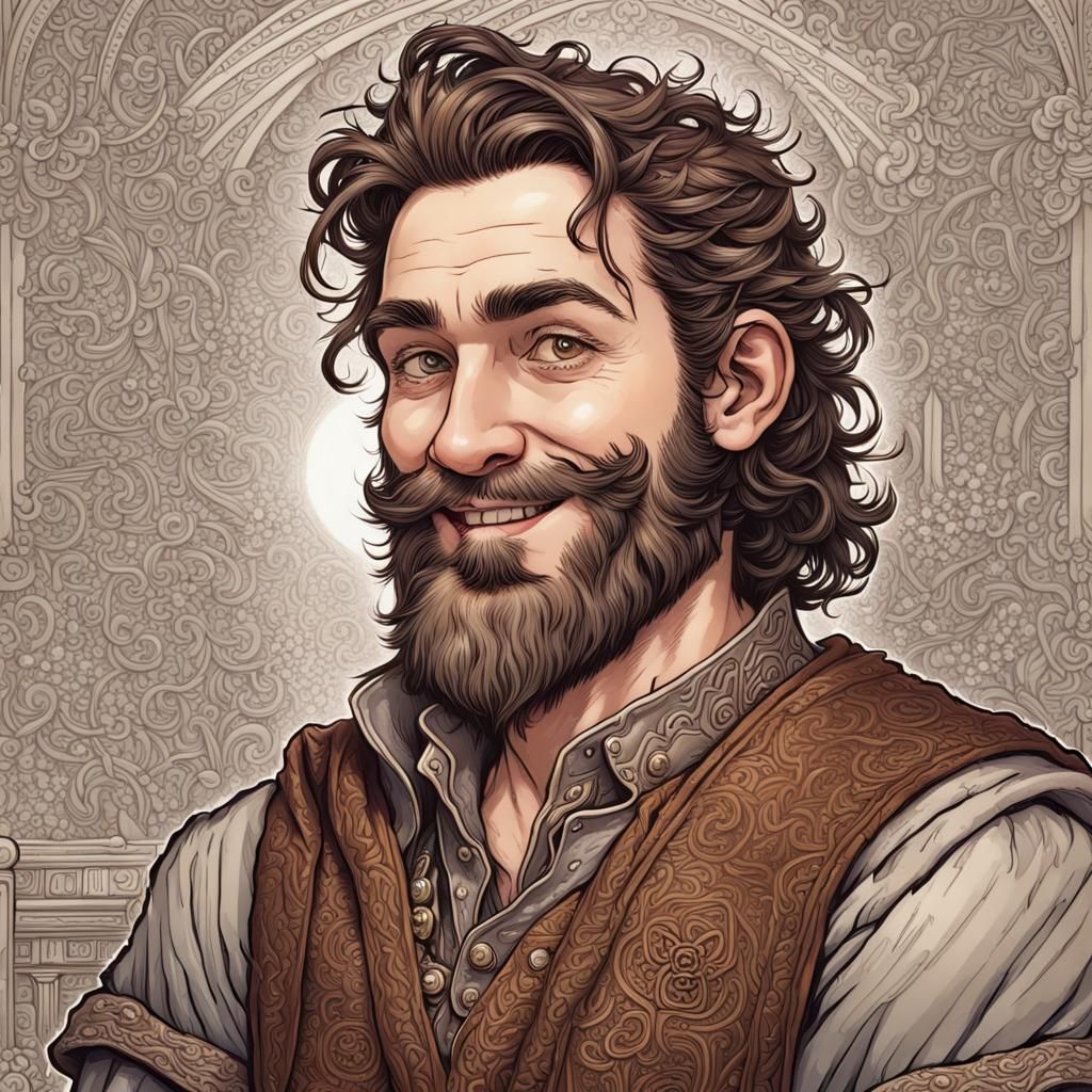 Dwarven Poet Portrait in Graphic Novel Style