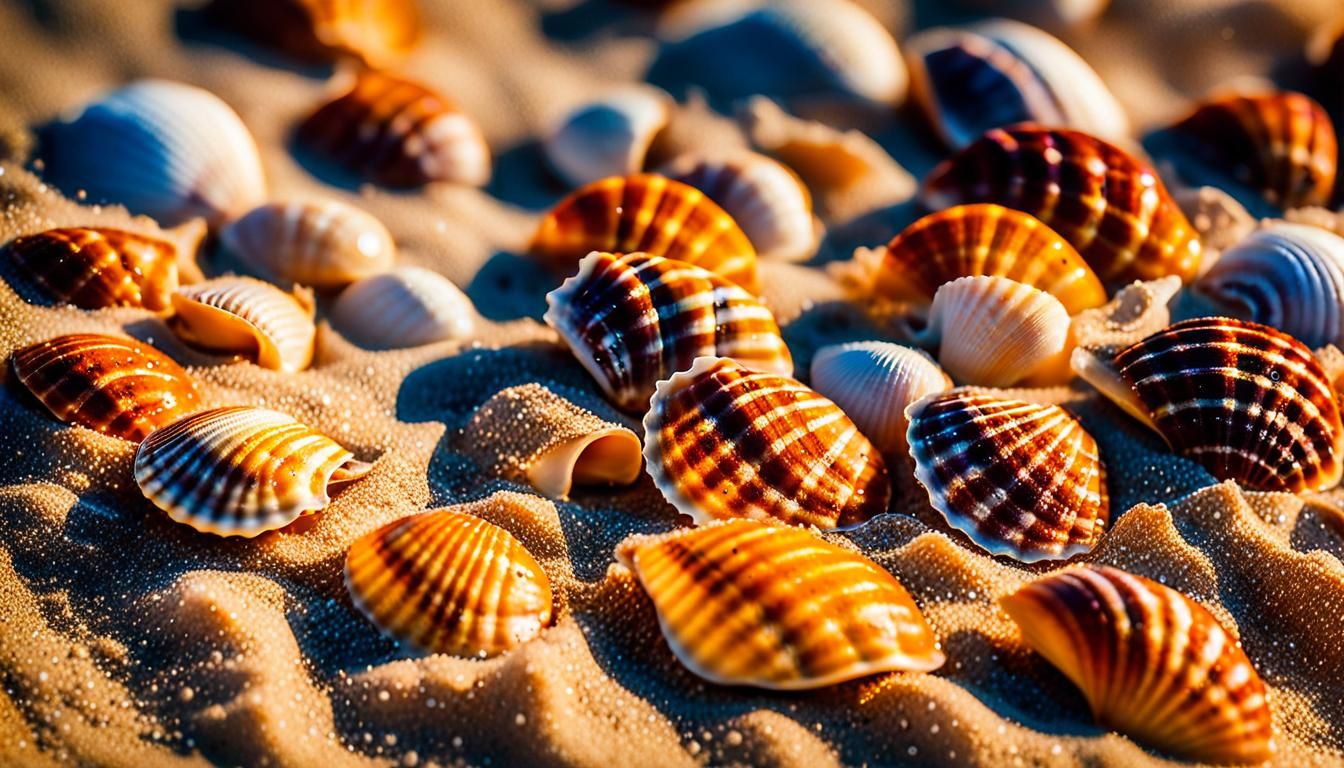 Macro Photograph of Florida Beach Shells in Sunlight