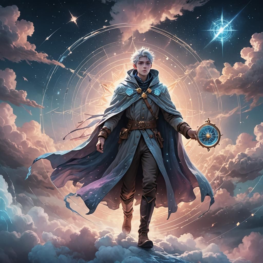 Dreamscape Navigator Sailing Through Clouds and Stardust