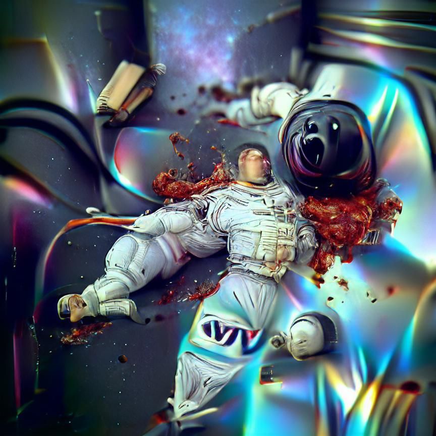 Astronaut Dismembered by Black Hole in Hyperrealism