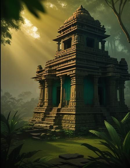 Khajuraho Temples at Sunset: Cinematic Matte Painting