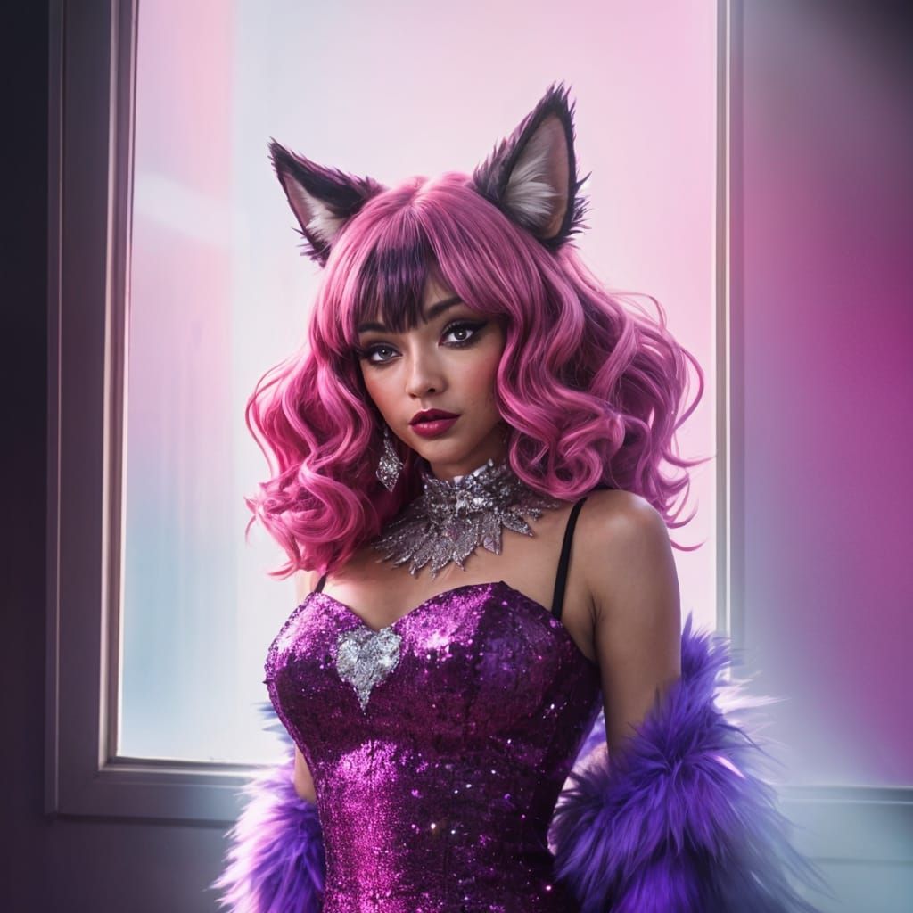 Glitzy Werewolf in Pink Prom Dress