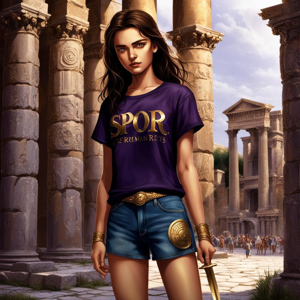Teenage Demigod in Ancient Roman City