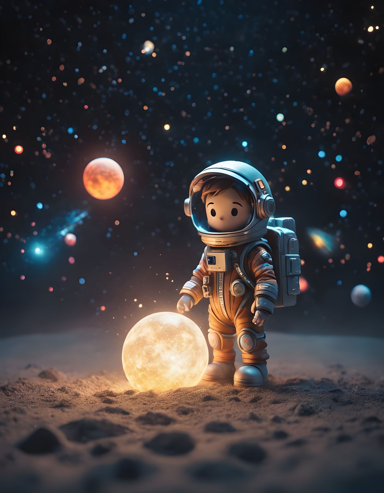 Vintage Cosmic Explorer in Deep Space