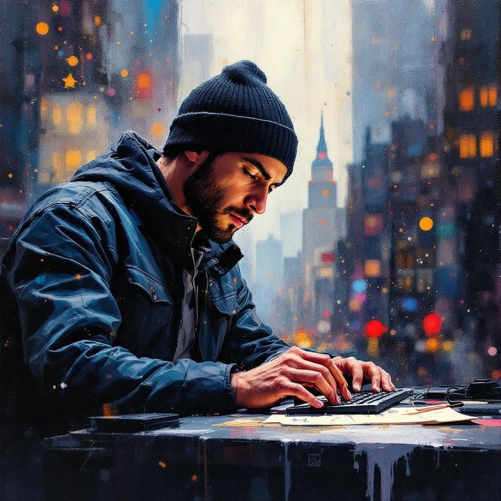 New York Hacker in Impressionist Gouache Style