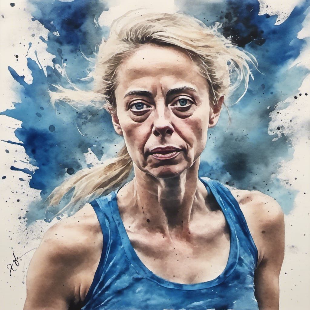 Radiant Woman's Portrait in Mixed Media Style