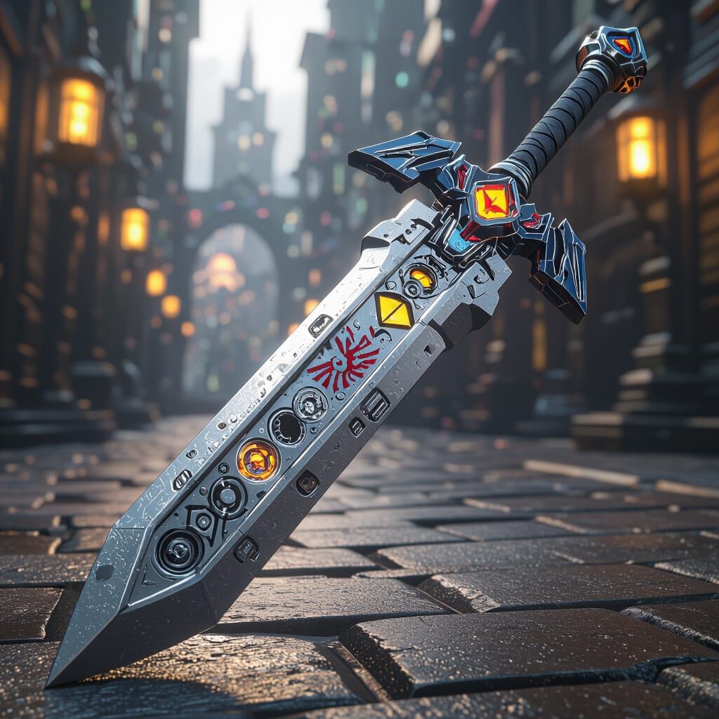 Futuristic Master Sword with Intricate Mechanics