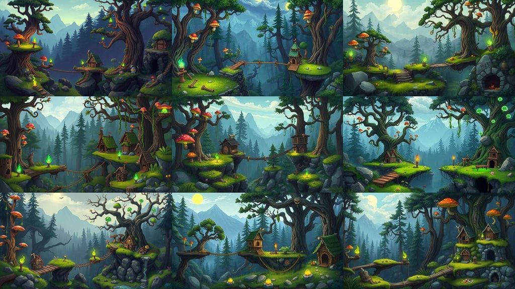 Fantasy Goblin Forest in a Whimsical Cartoon Style