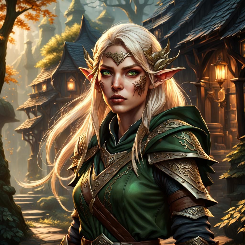 Wood Elf Rogue in Detailed Matte Painting Style
