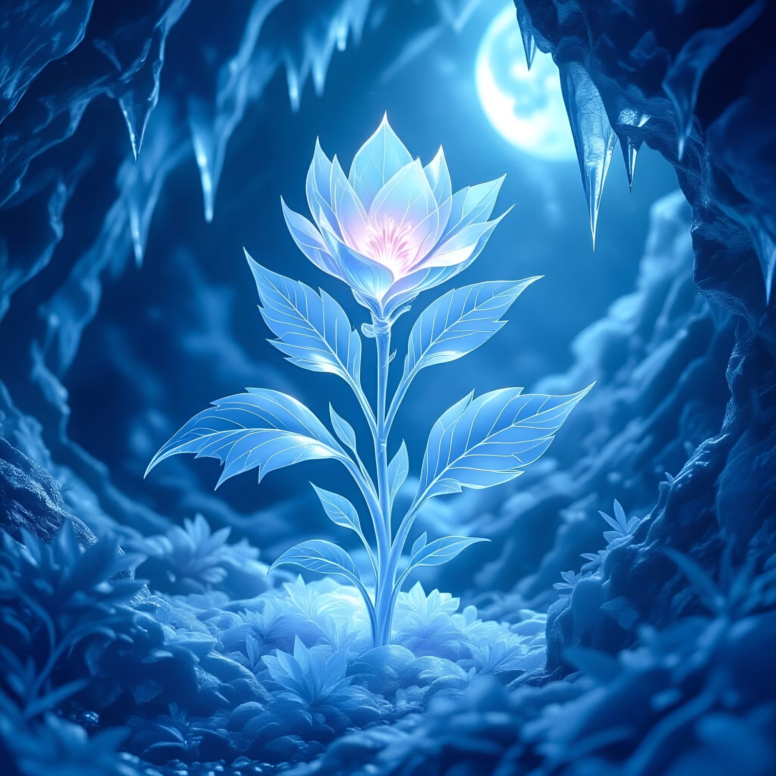 Ice spiritual herb in a cavern.