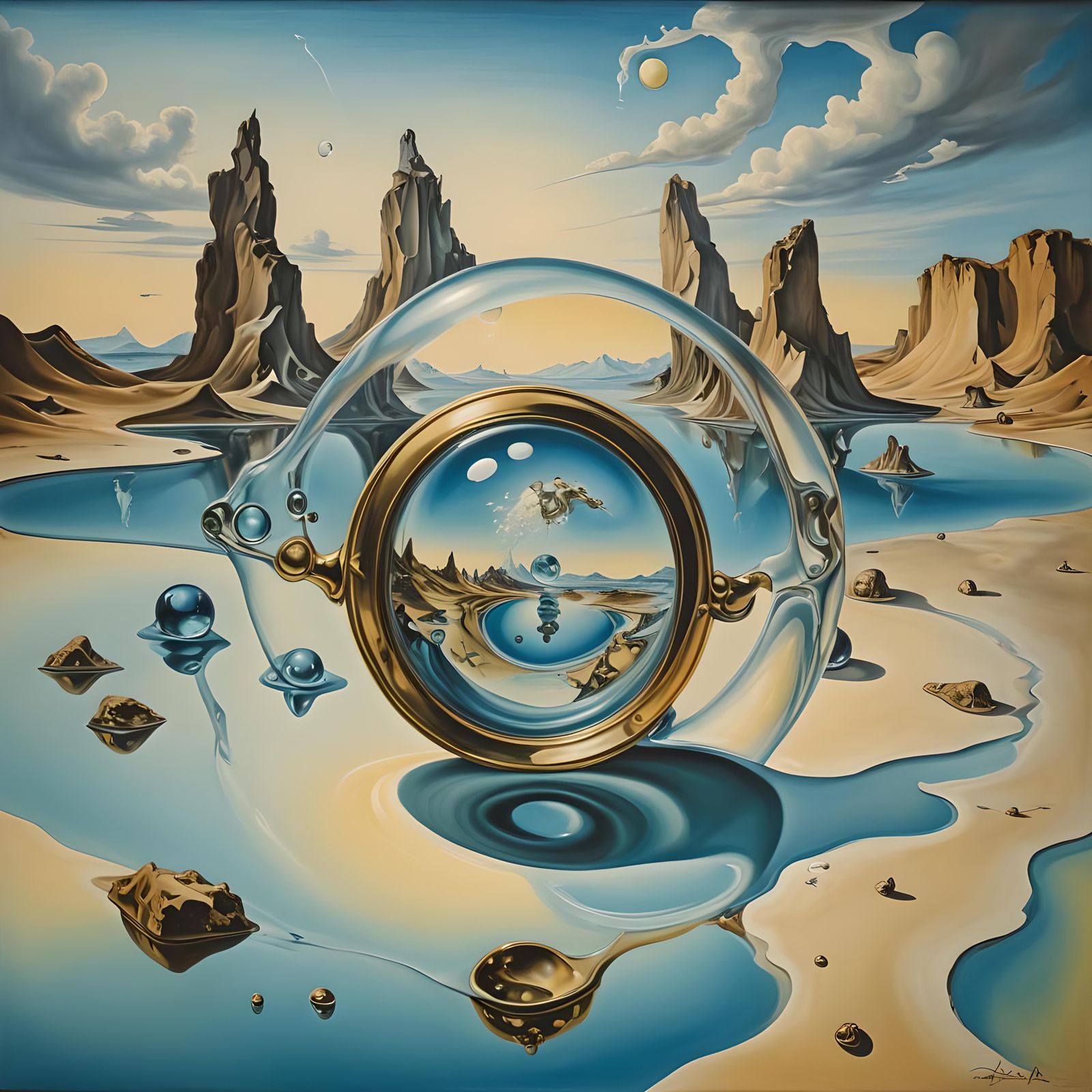 Surreal Refraction: Melting Reality in Oil on Canvas