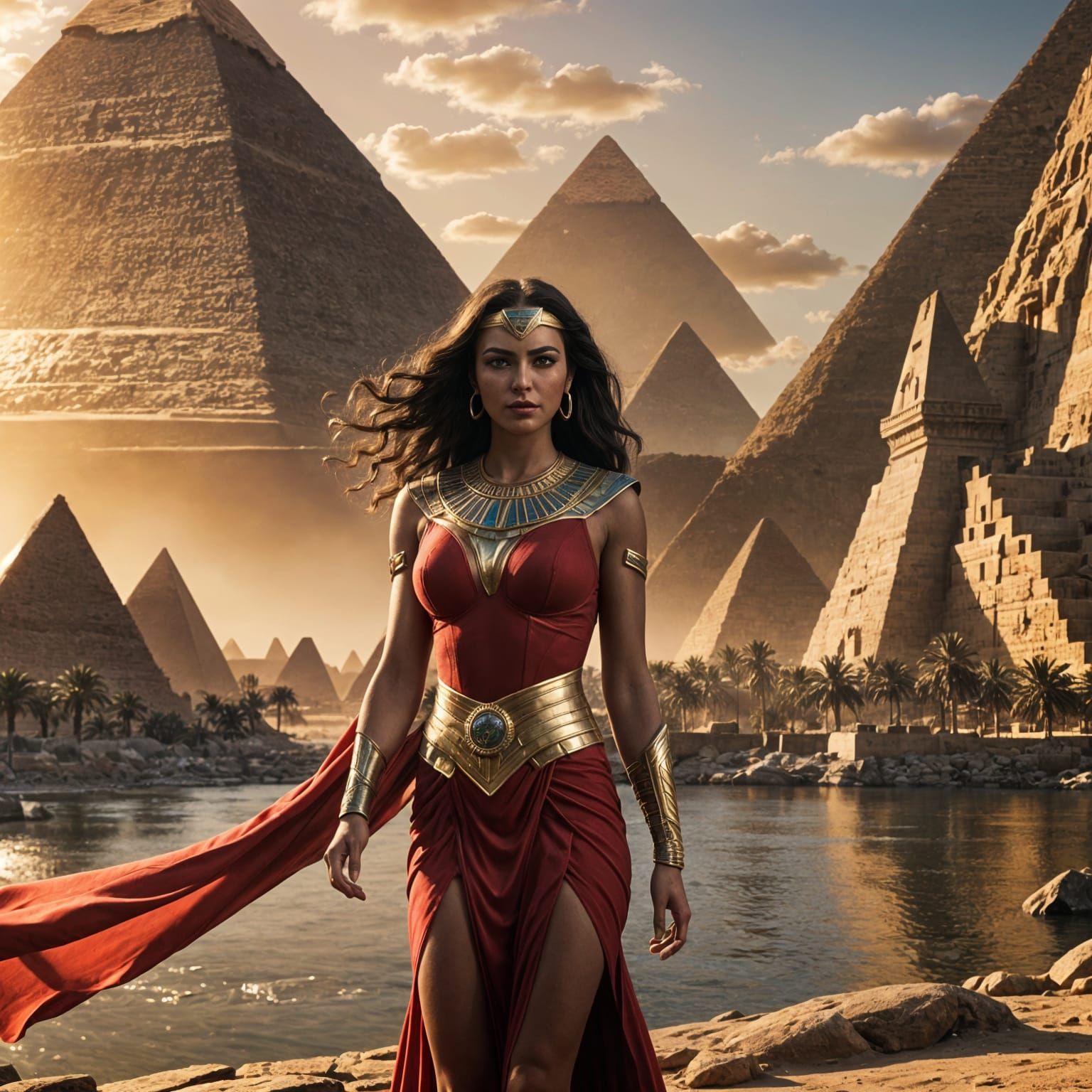 Egyptian Superheroine Near Nile River: Digital Matte Paintin...