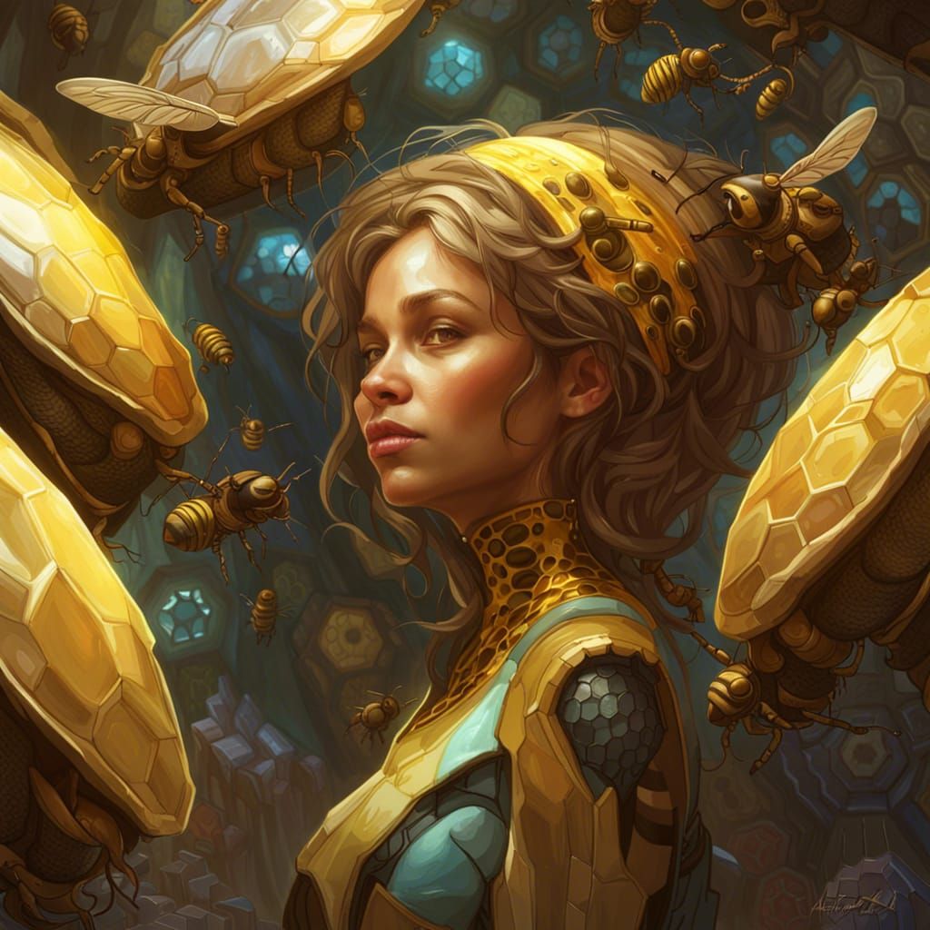 Alien Beehive Interior: Hyperdetailed Concept Art