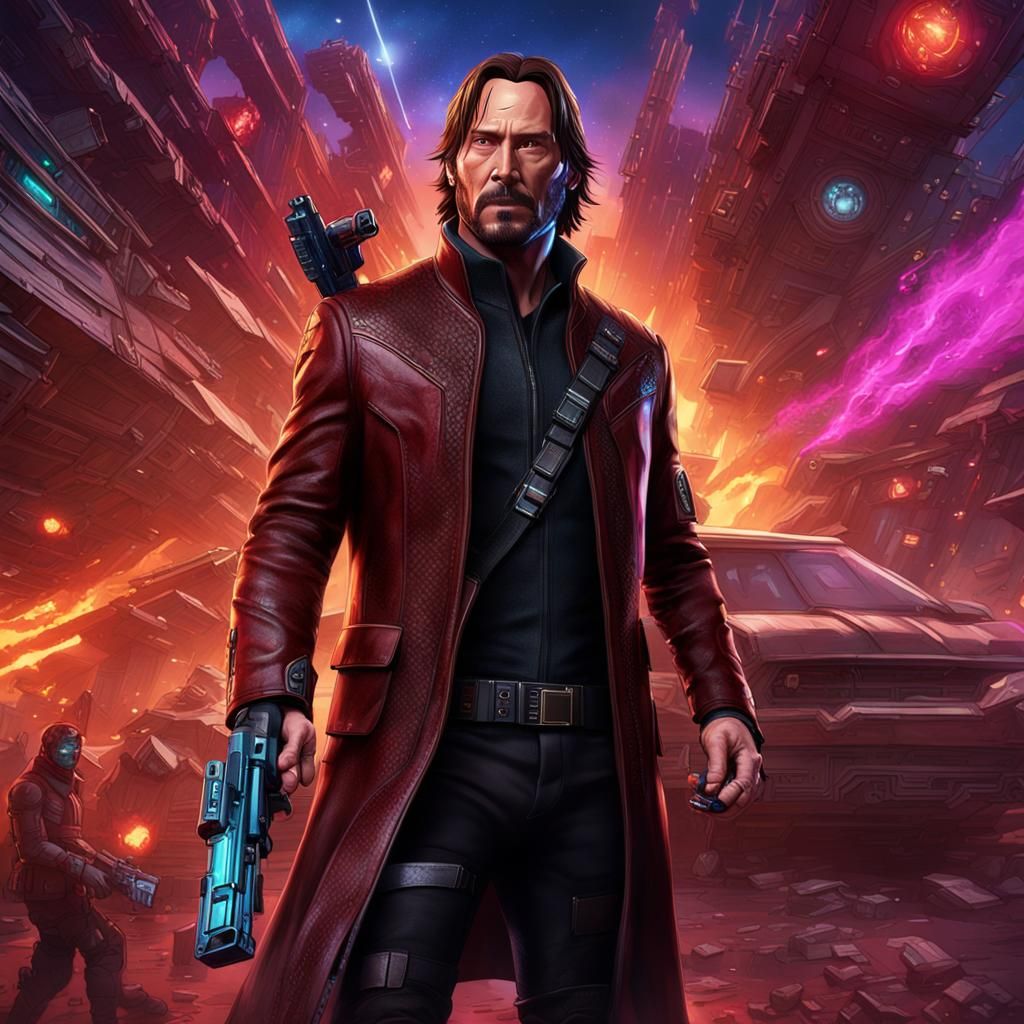John Wick as Star Lord: Detailed Fantasy Concept Art