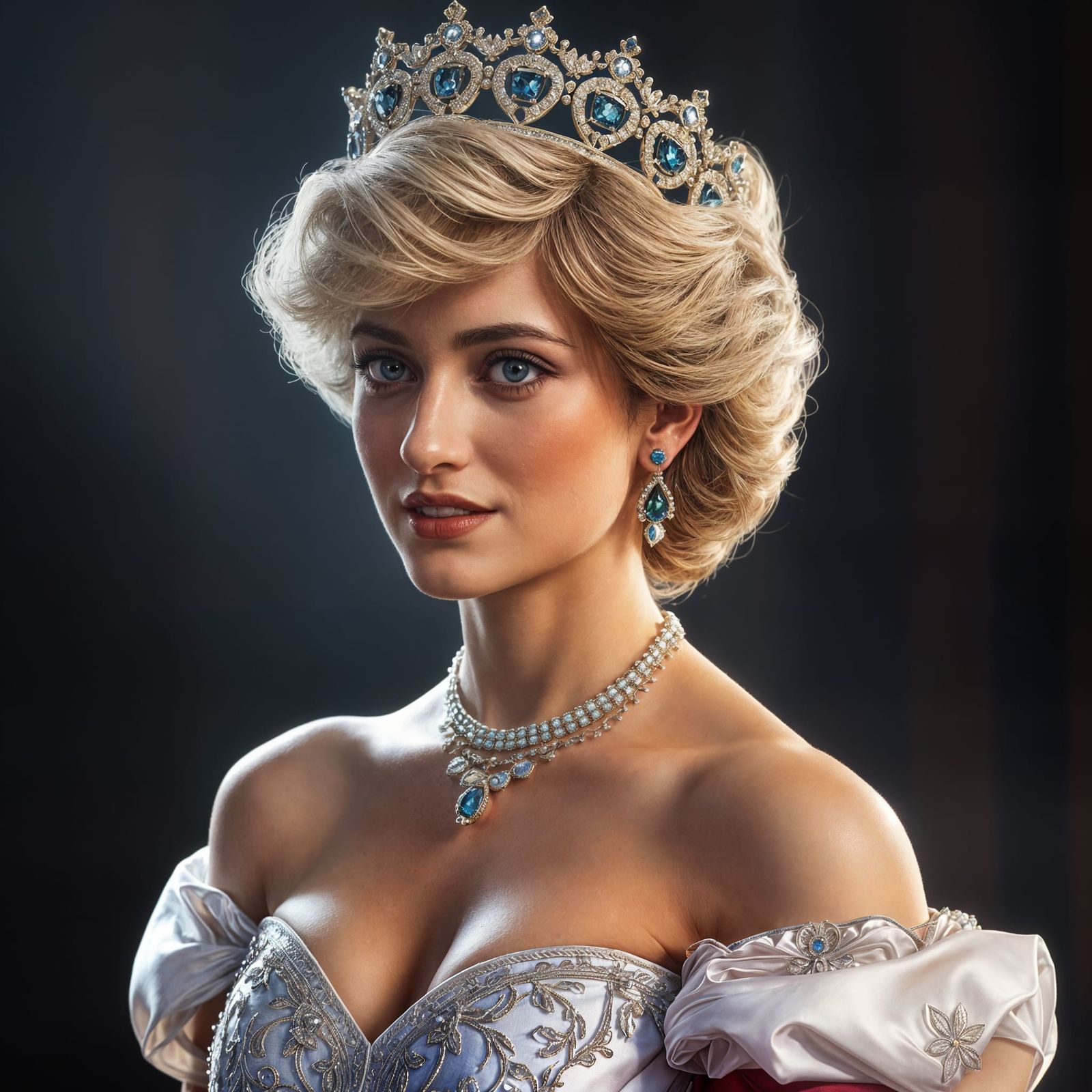 Regal Portrait of Princess Diana in Triadic Colors