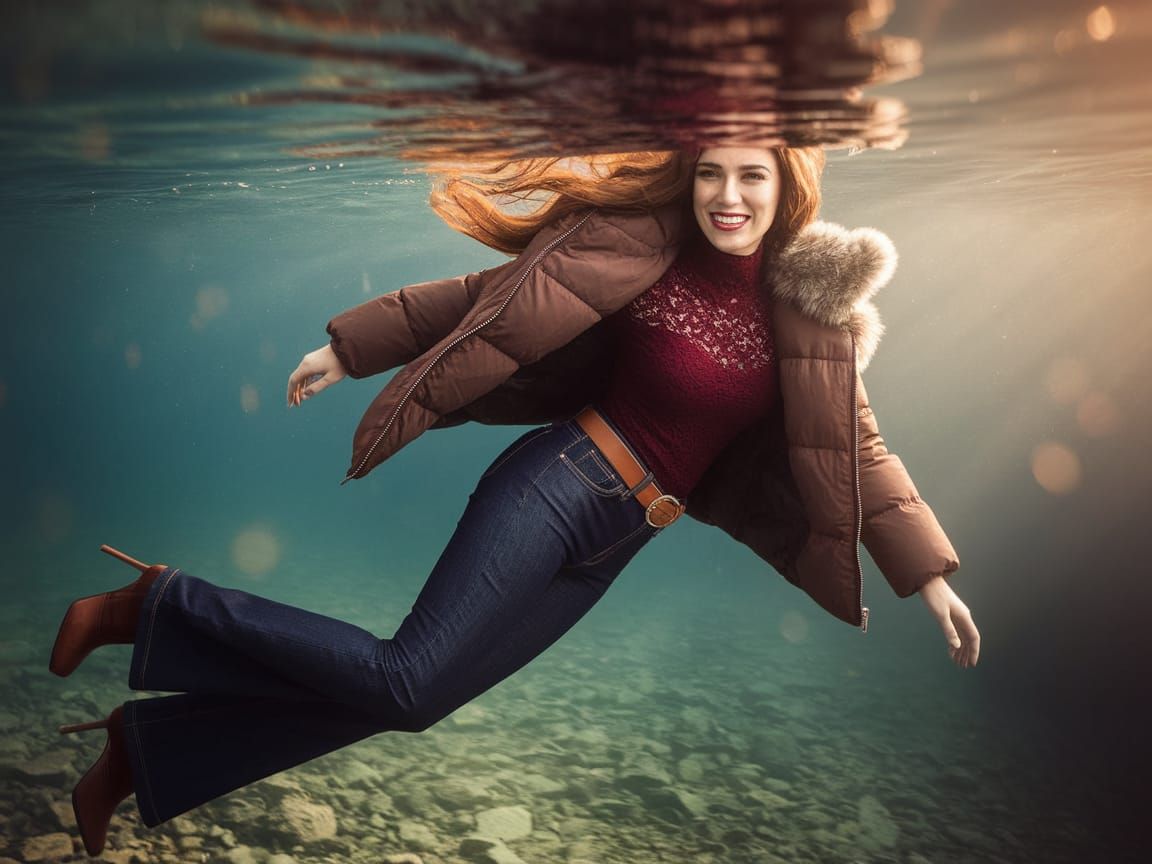 Sensual Water Goddess in a Warm Fall Afternoon