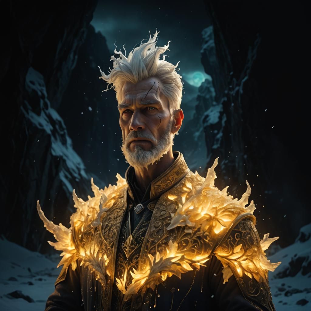 Ice Warrior in Armor of Snow and Ice