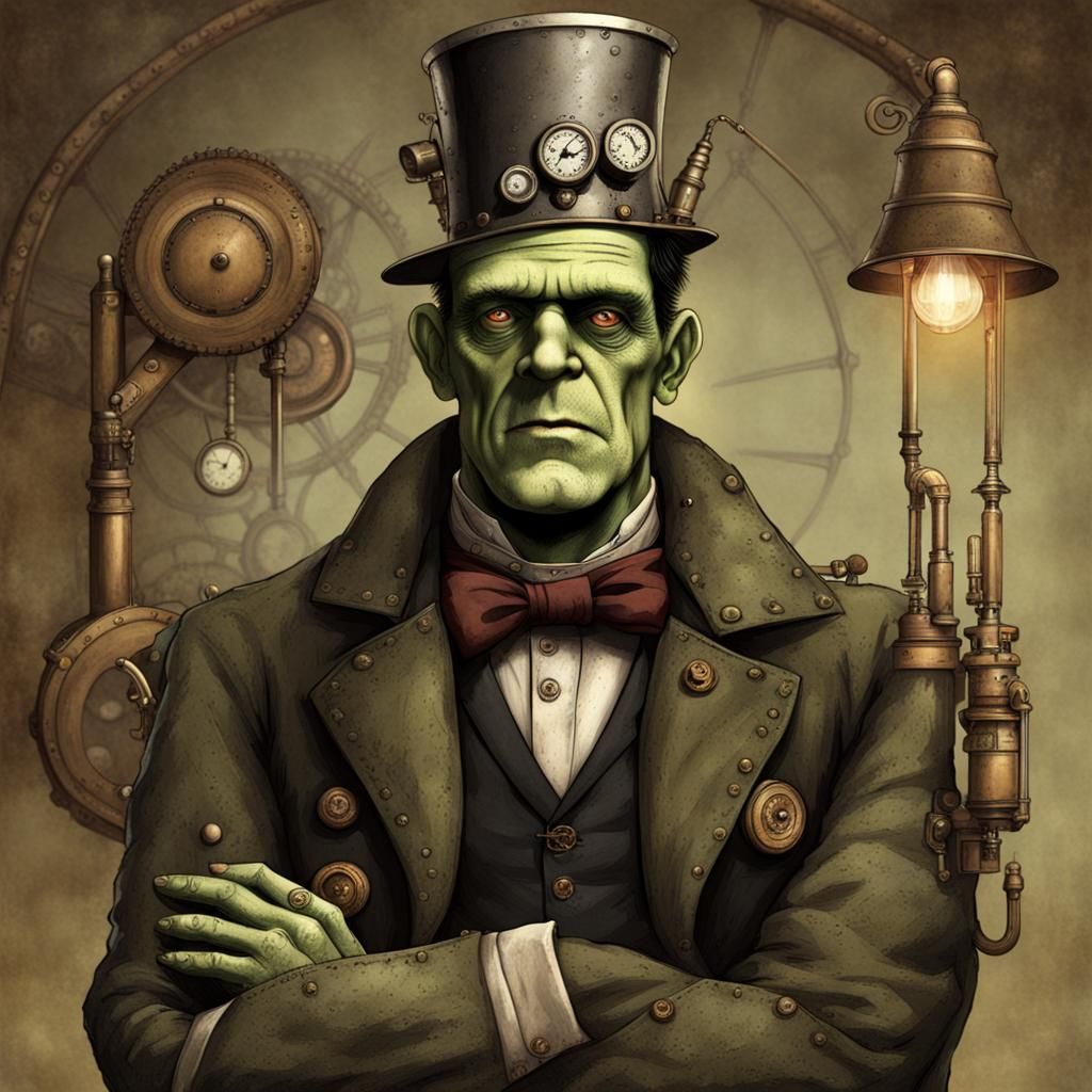 Steampunk Frankenstein's Monster Illustration
