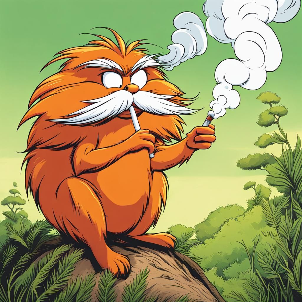 The Lorax Smoking: An AI-Generated Image