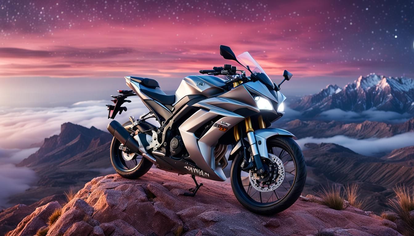 Stary night sky over the sexy Yamaha R3
