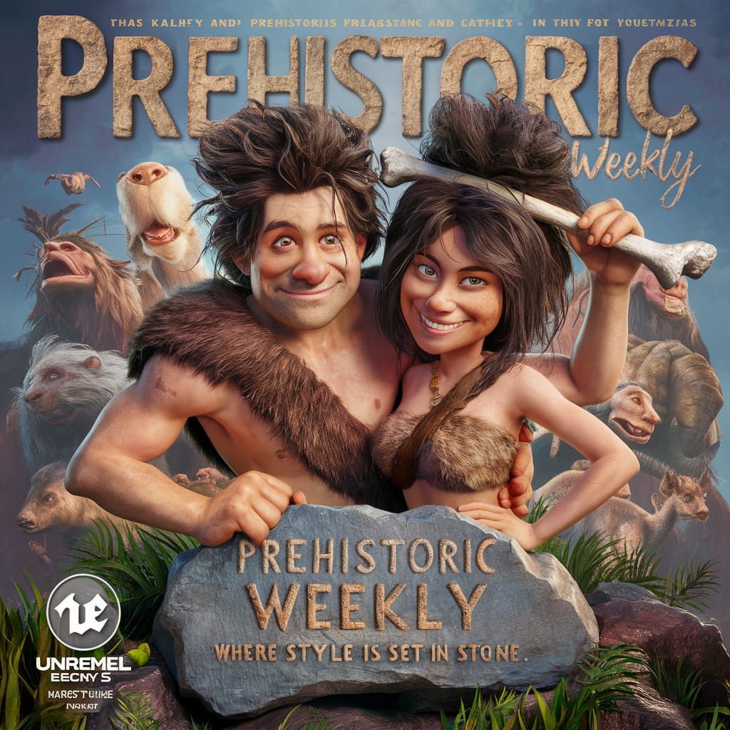 Prehistoric Weekly Magazine Cover: Stone Age Style
