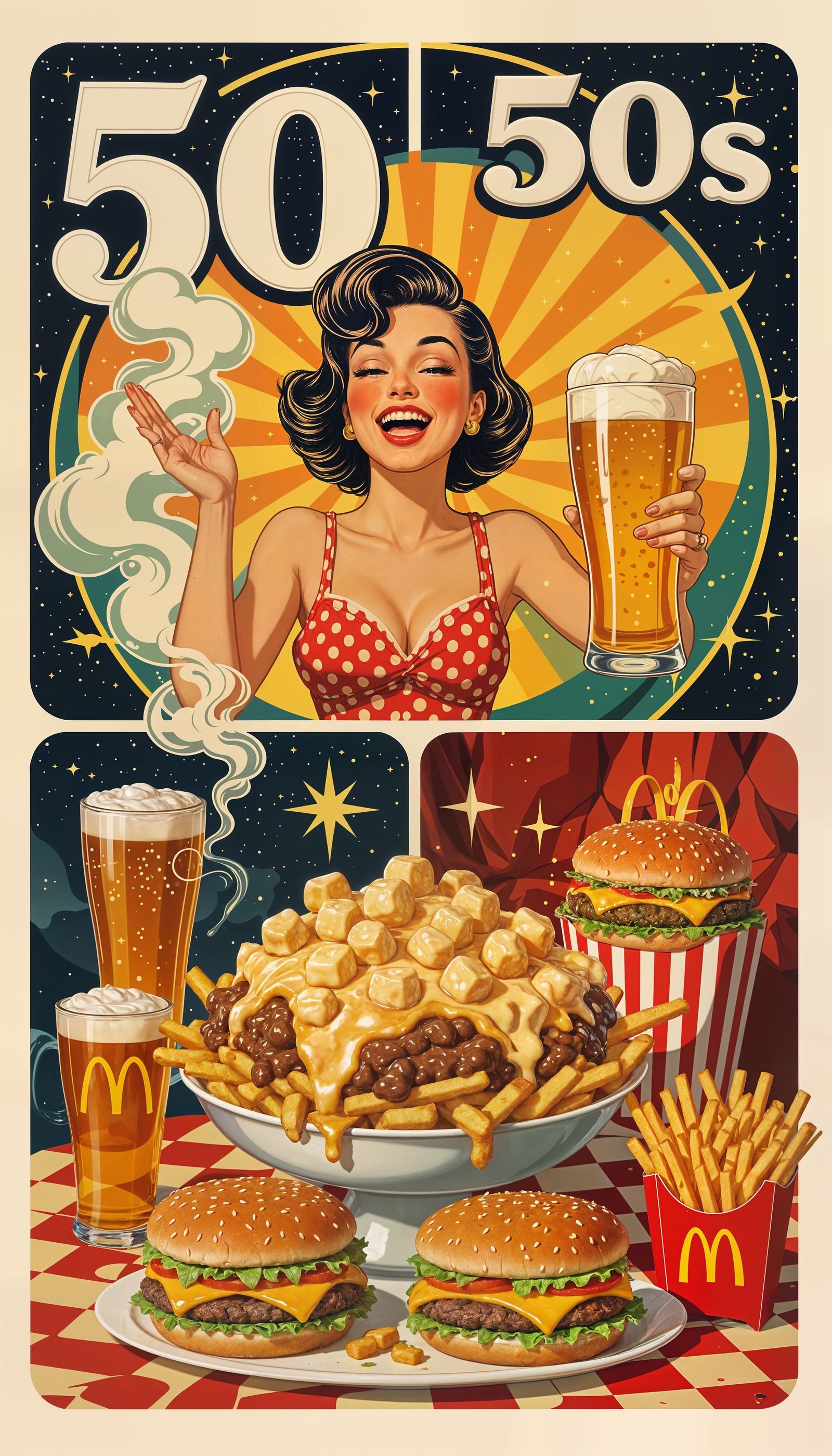Vintage 50s Illustration: A Joyful Feast