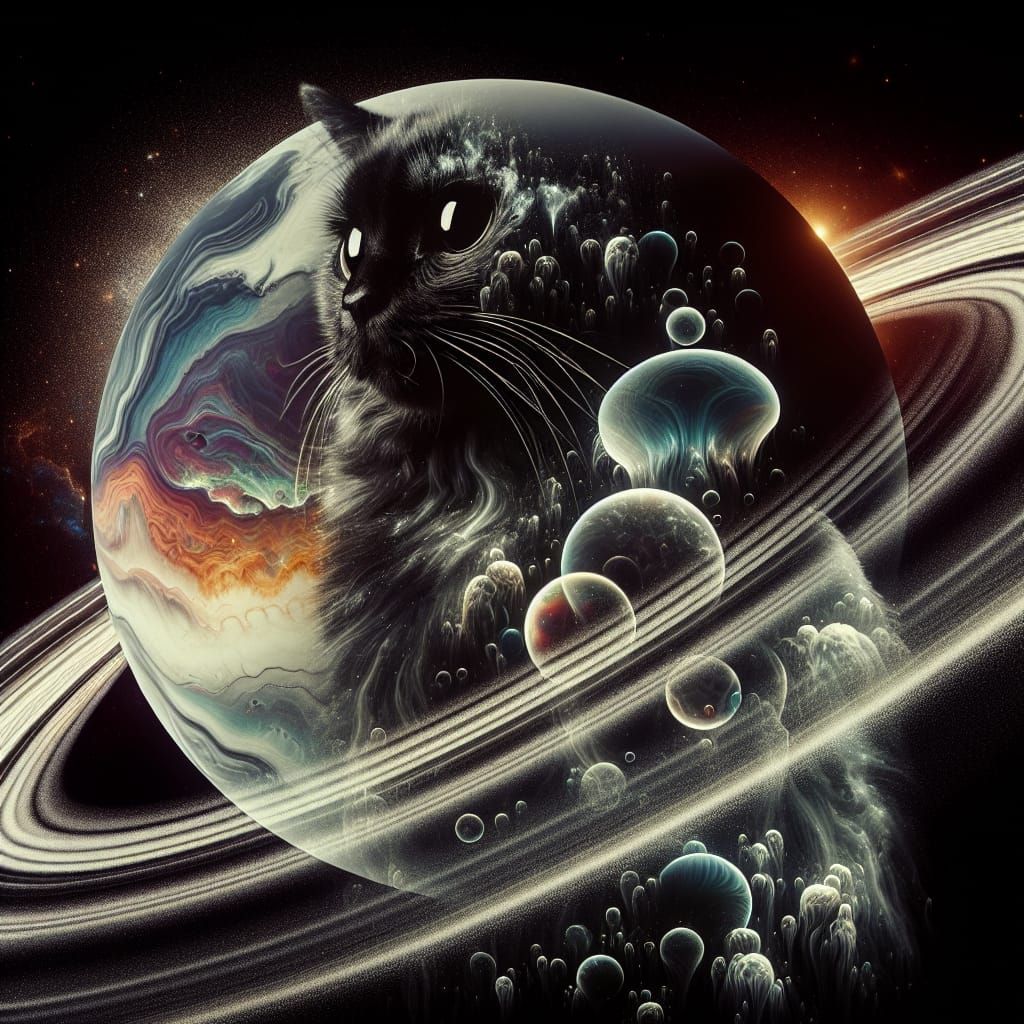 Cyberpunk Feline Creature Explores the Cosmos