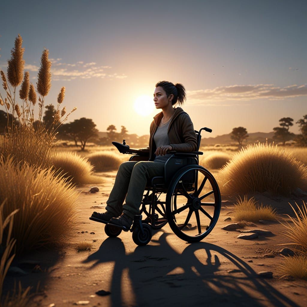 Ethereal Savannah Goddess in Electric Wheelchair