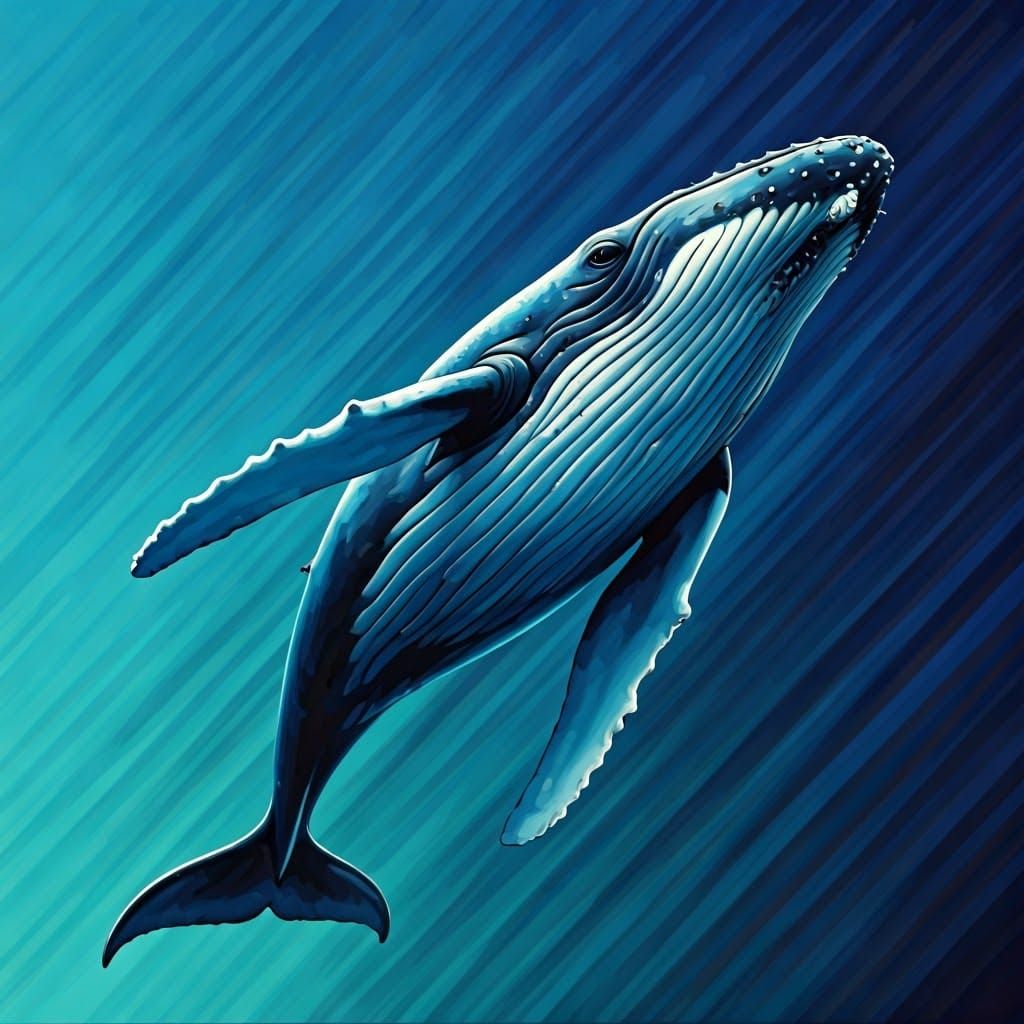 Majestic Whale in Turquoise Waters: Impressionist Realism