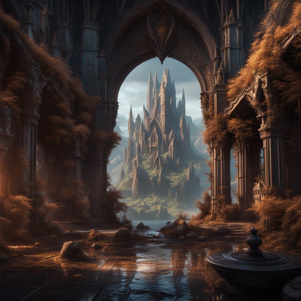 Fantastical Castle Matte Painting in Deep Color