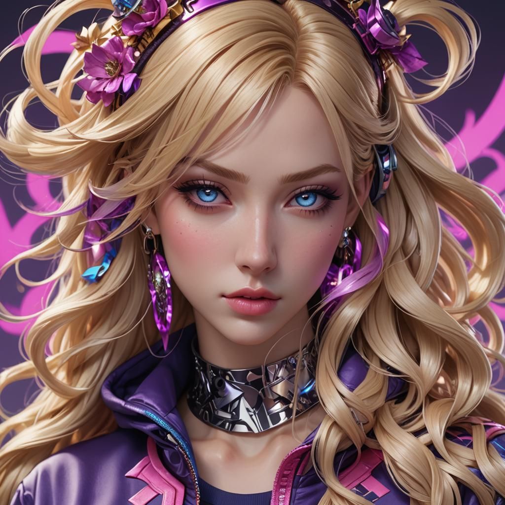 Hyperrealistic Portrait: Blonde Woman in Hip Hop Style