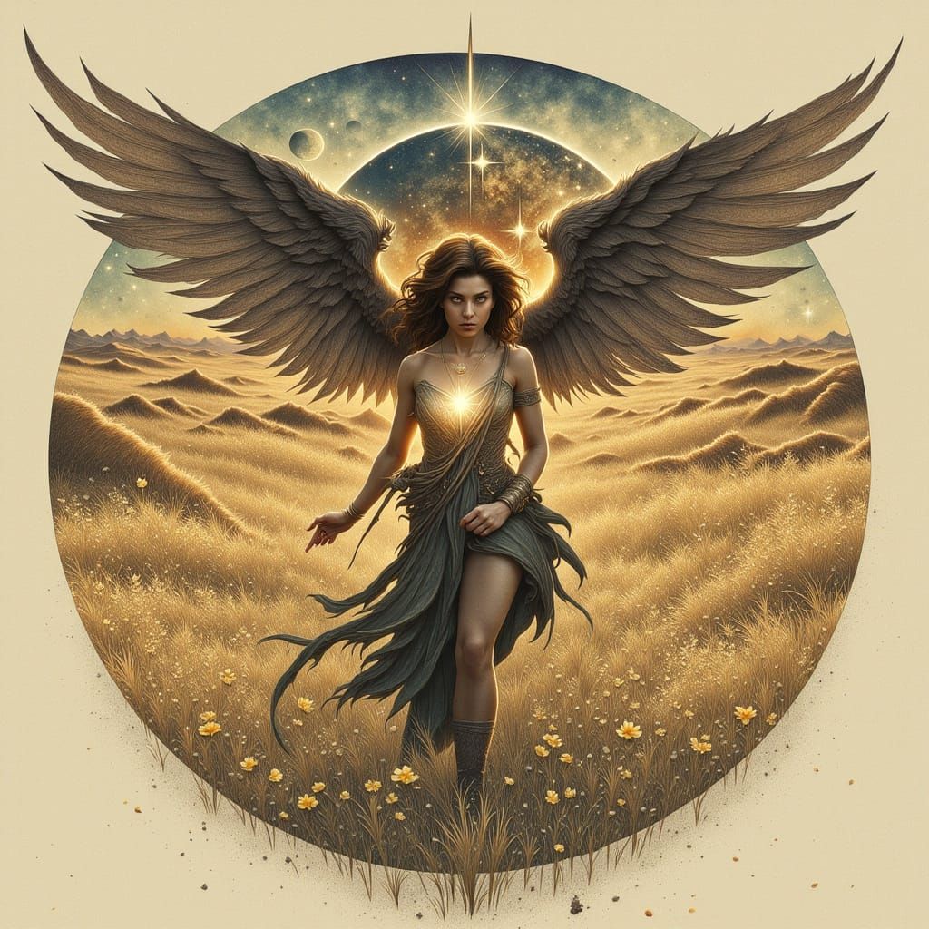 An angel displays the star light