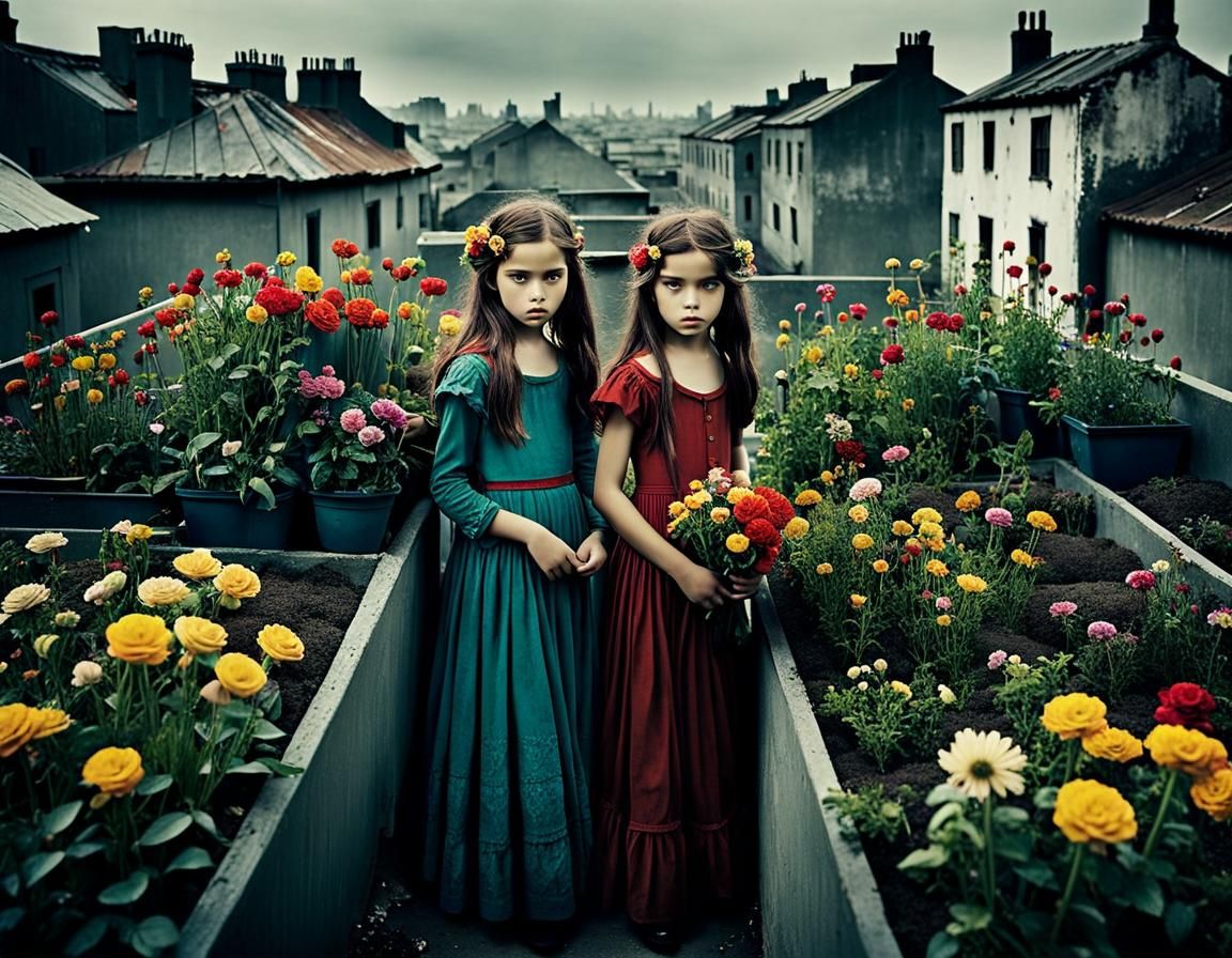 Children's Rooftop Garden with Flowers, Detailed