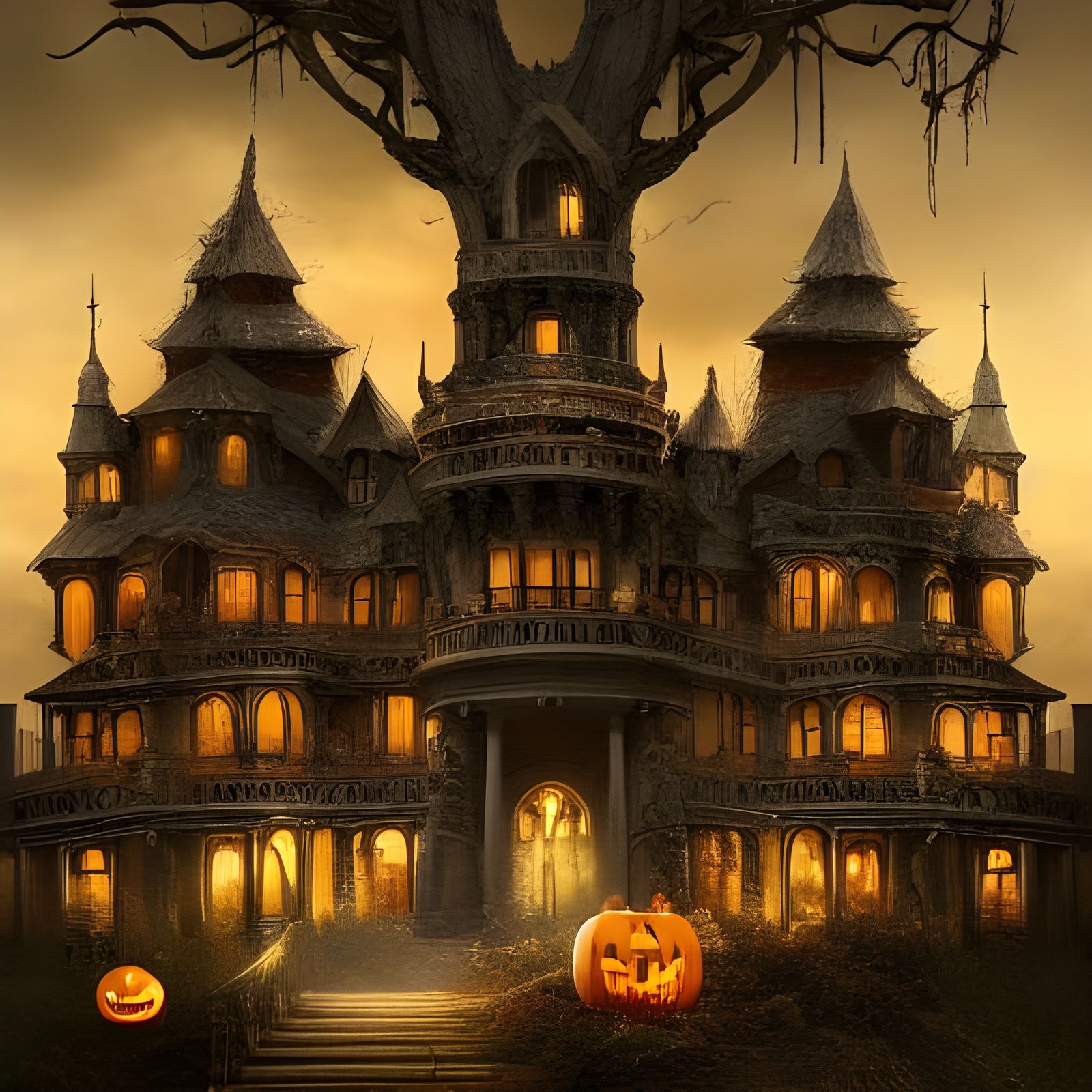 Dramatic Trick or Treat Digital Matte Painting