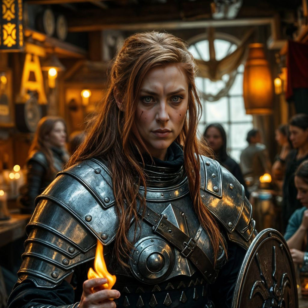 Norse Mercenary Warrior in Tavern: High Fantasy Scene